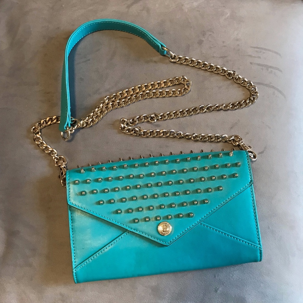 Rebecca Minkoff- Studded Crossbody- Teal & Gold
